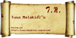 Tusa Malakiás névjegykártya